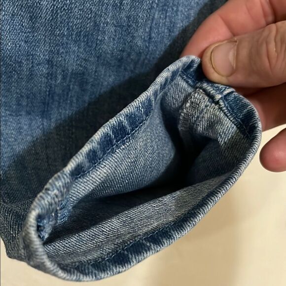 Mother The Looker Crop Blue Distressed Ripped Jeans Whole Lotta Trouble - Picture 4 of 13